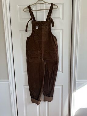 Lucy & Yak Brown Corduroy Tie-Shoulder Overalls